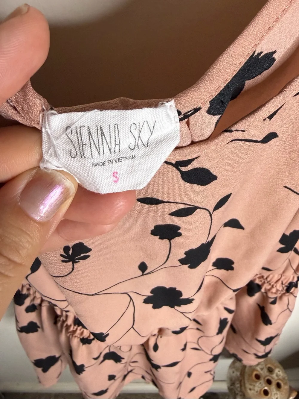 Sienna Sky Dusty Rose Floral Tank with Black Print